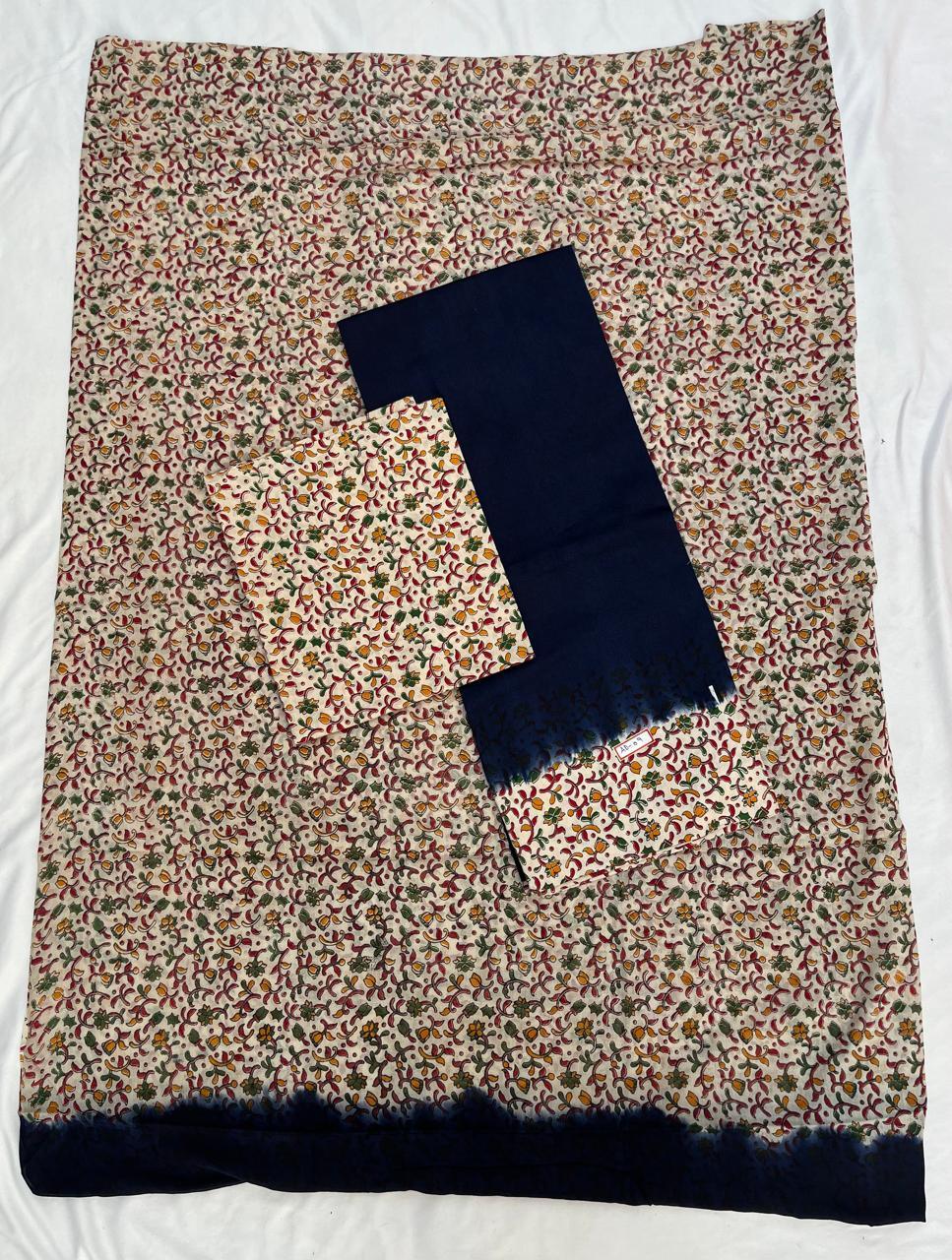 Pure Cotton Hand block Printed Dress Material – Navy Blue Colour Ethnic Wear for Women