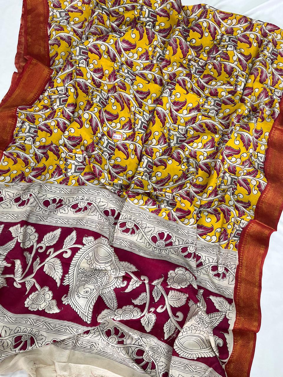 Premium Chennuri Silk Dupatta – Yellow Colour