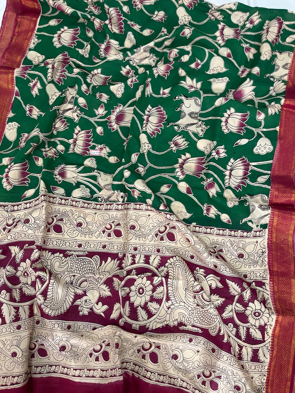 Premium Chennuri Silk Dupatta – Dark Green Colour