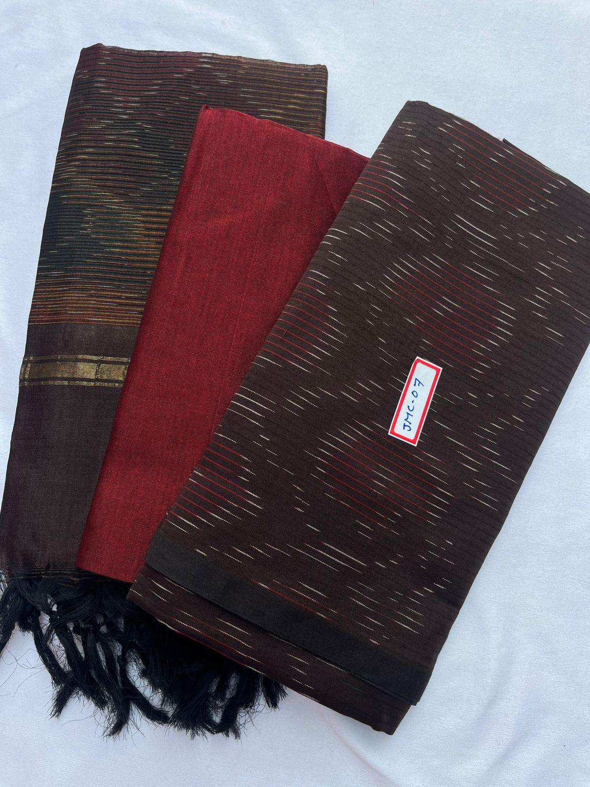 Premium Pochampally Mercerised Cotton 3PC Dress Material – Brown Colour