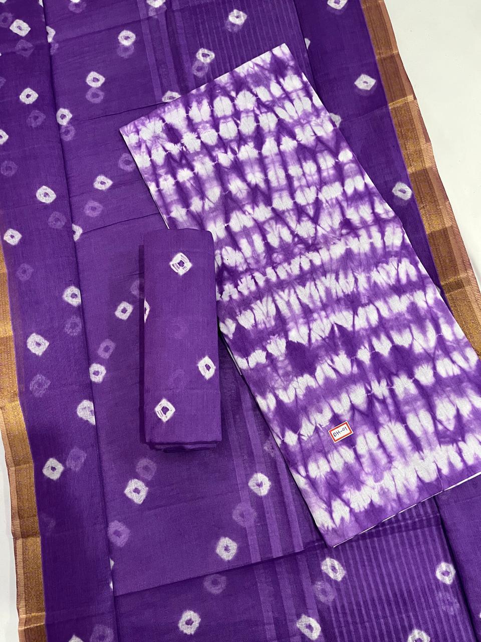 Comfort Soft Purple Cotton Dress Material Paired with Cotton Dupatta