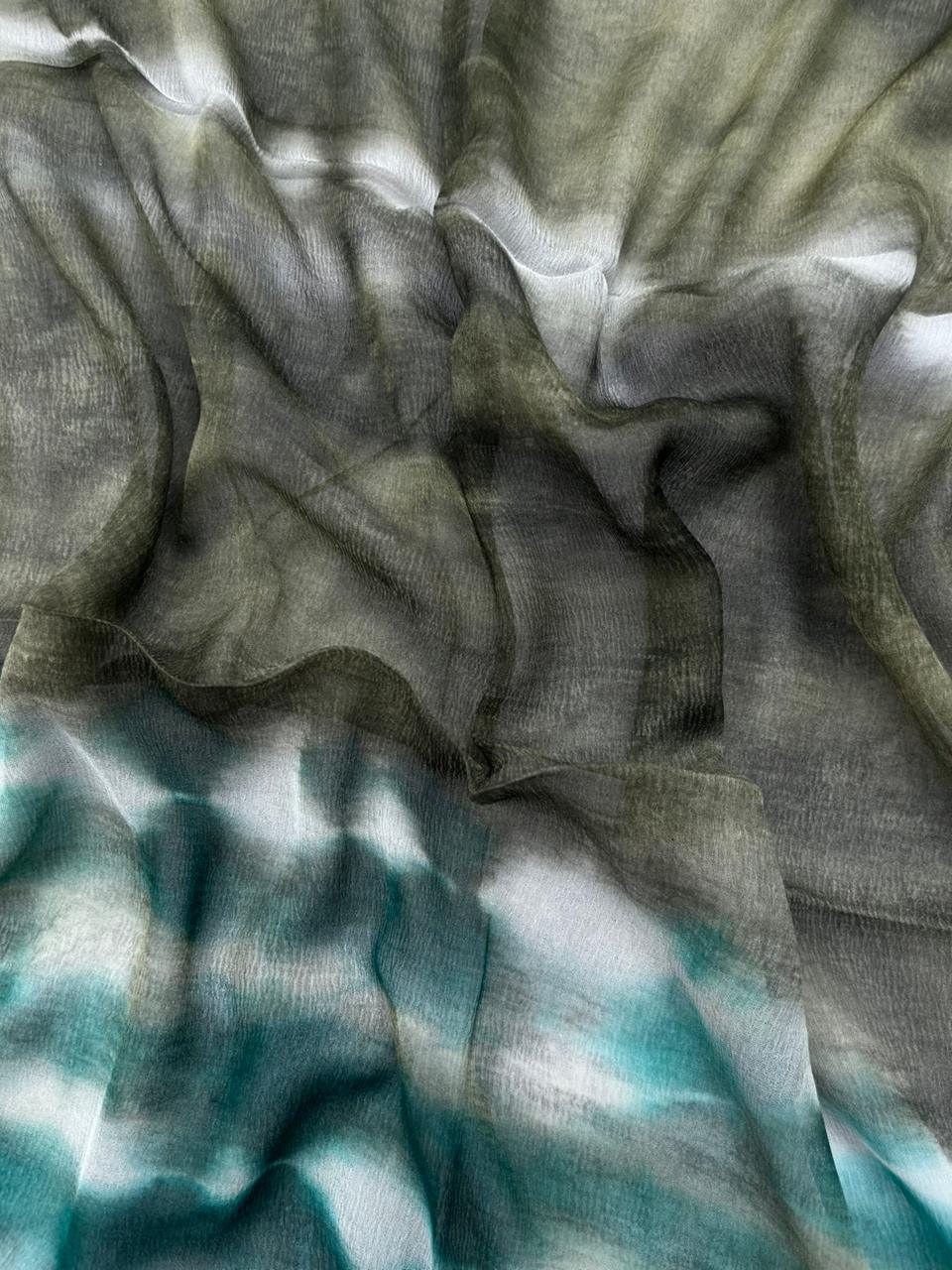 Sea Green Cotton Dress Material with Soft Chiffon Dupatta