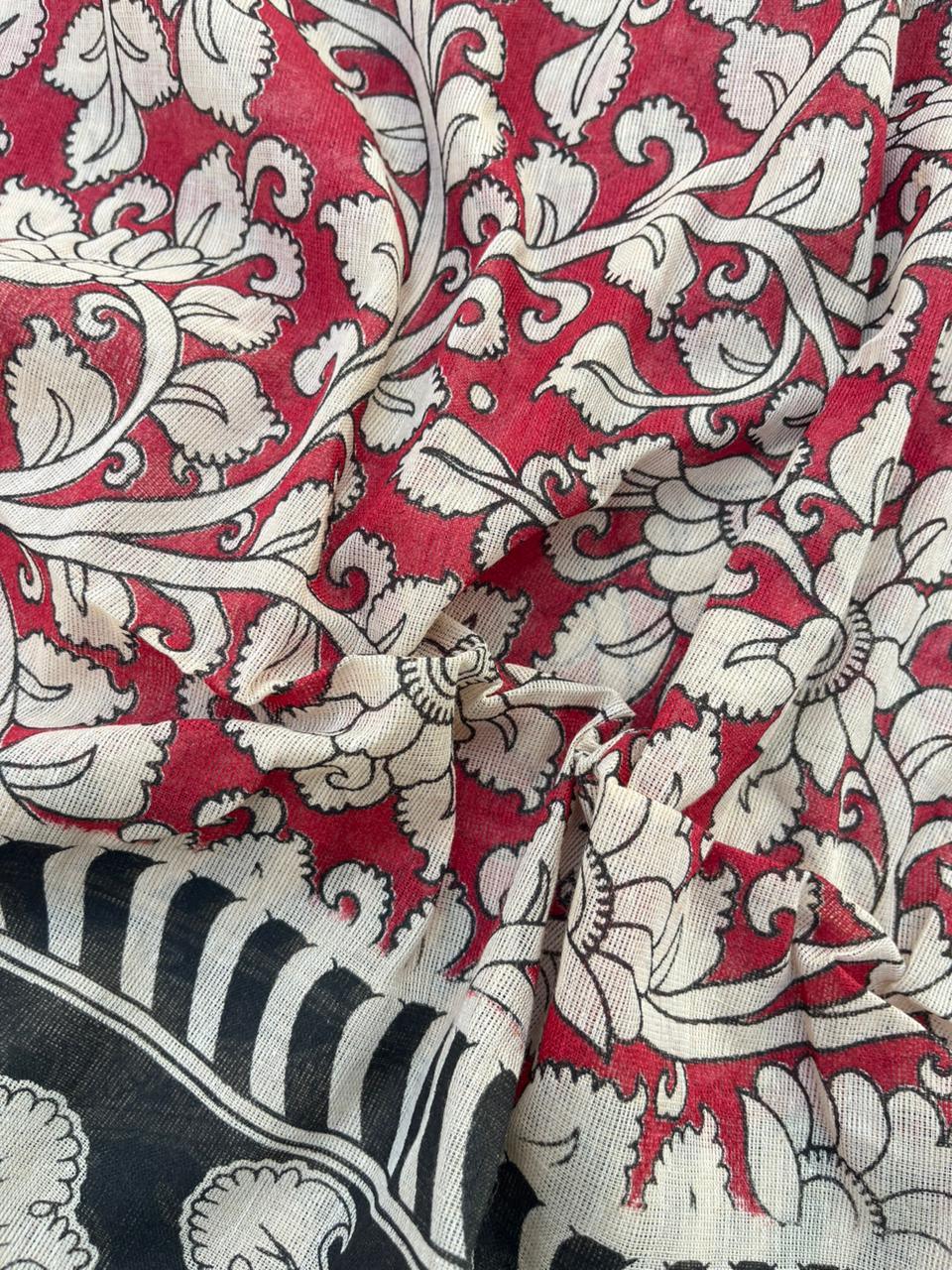 Kalamkari cotton Dress Material with Blue colour