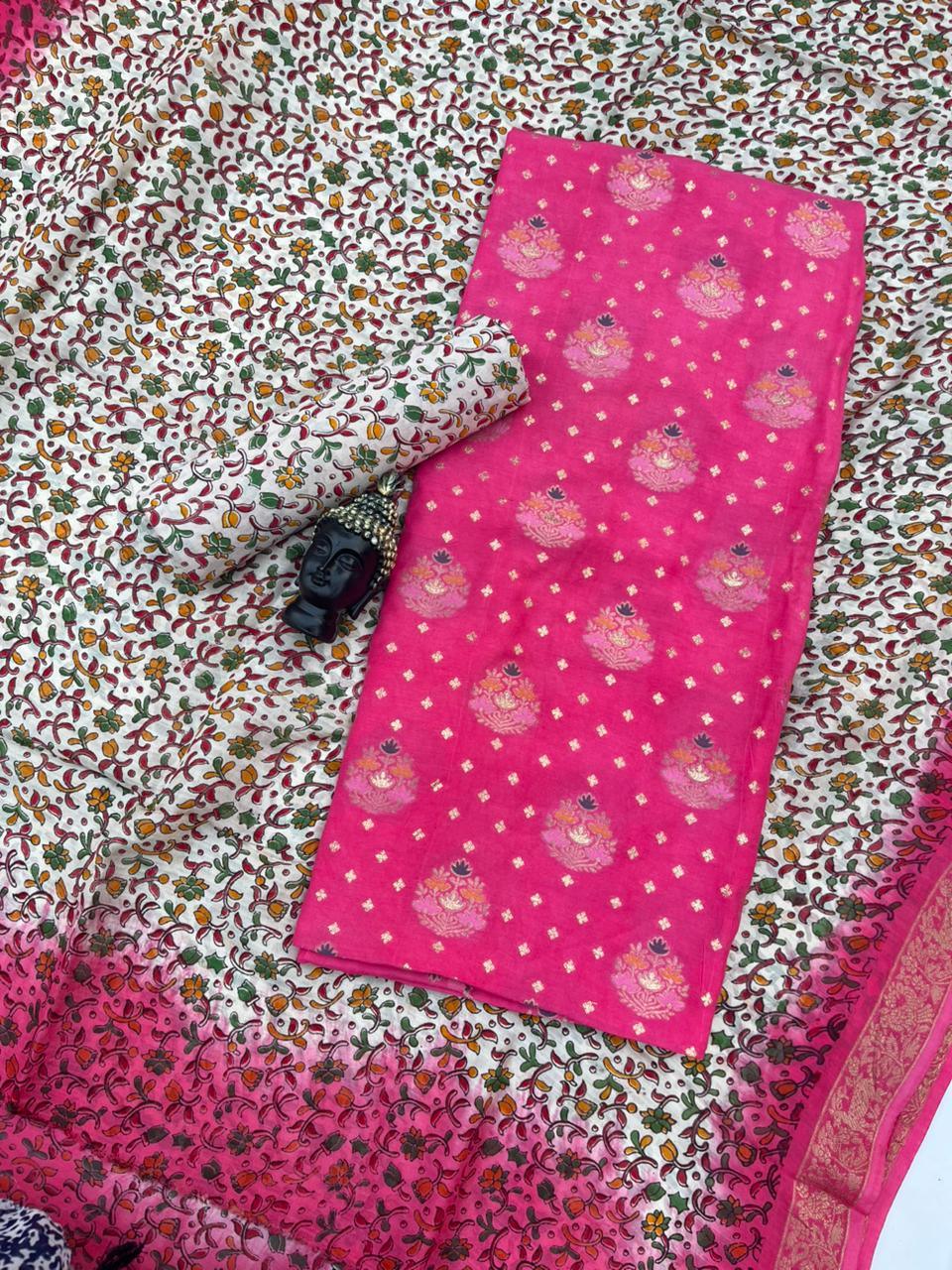 Premium Soft Jute Dress Material with Pink | Lightweight & Comfortable