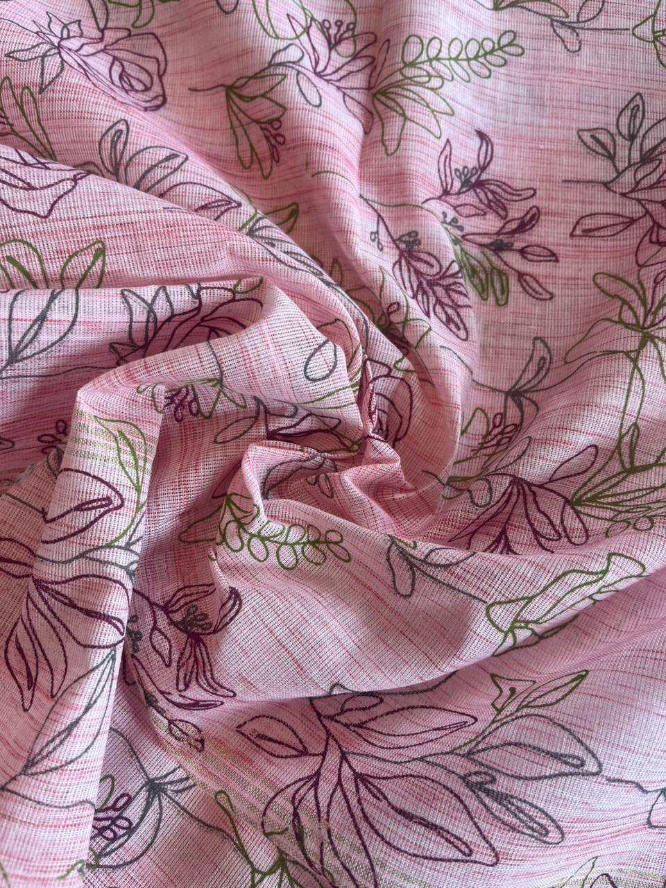 Cotton Dress Material with baby pink dupatta
