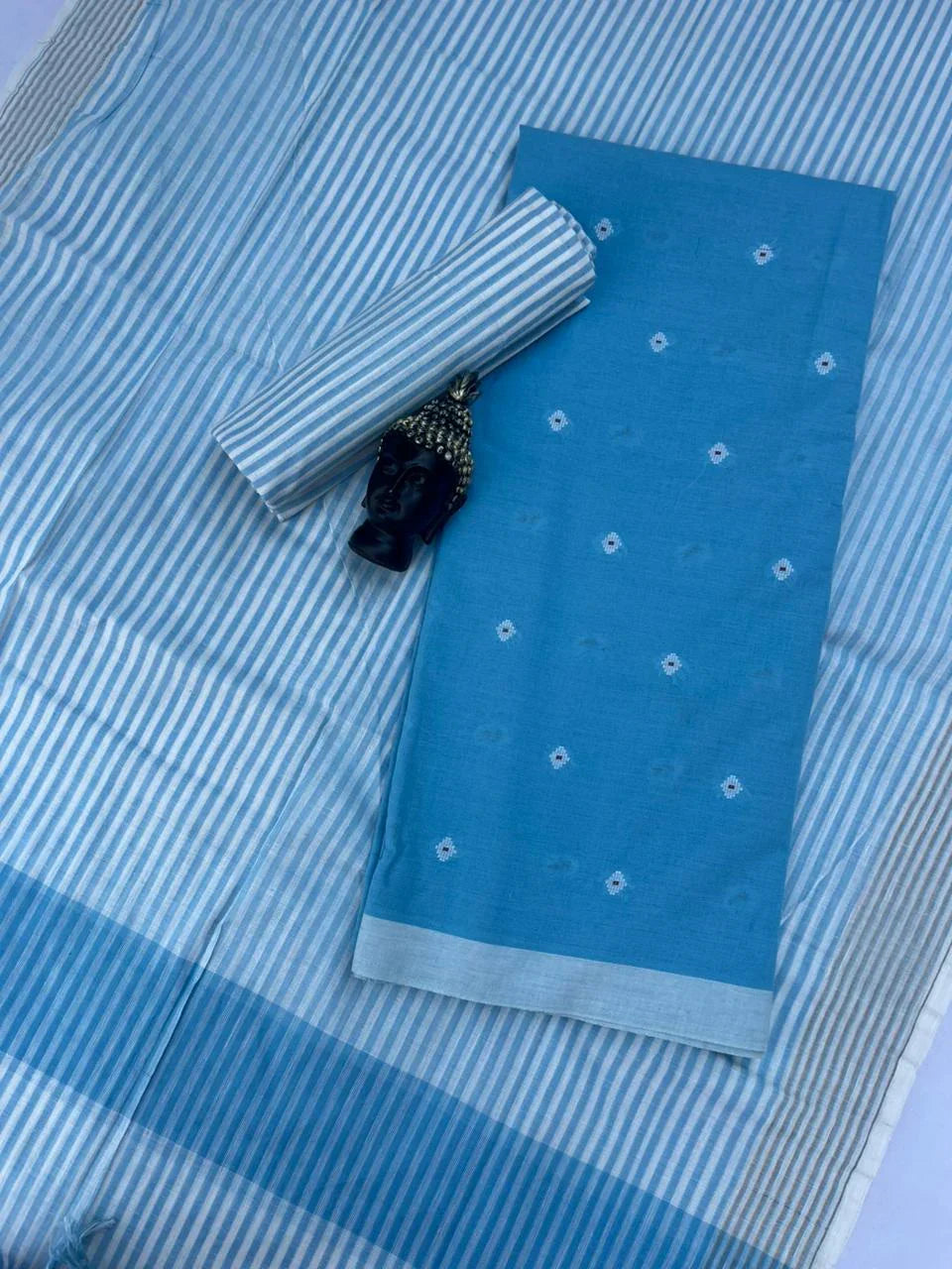 Soft Handloom Cotton Dress Material – Sky Blue Shade