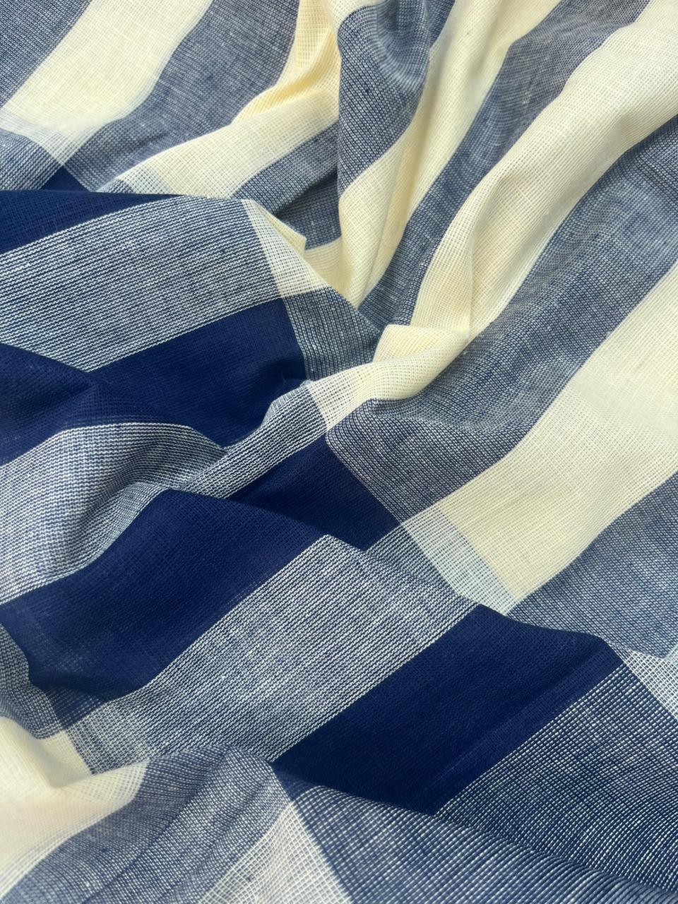 Soft Handloom Cotton Dress Material – Drak Blue Shade