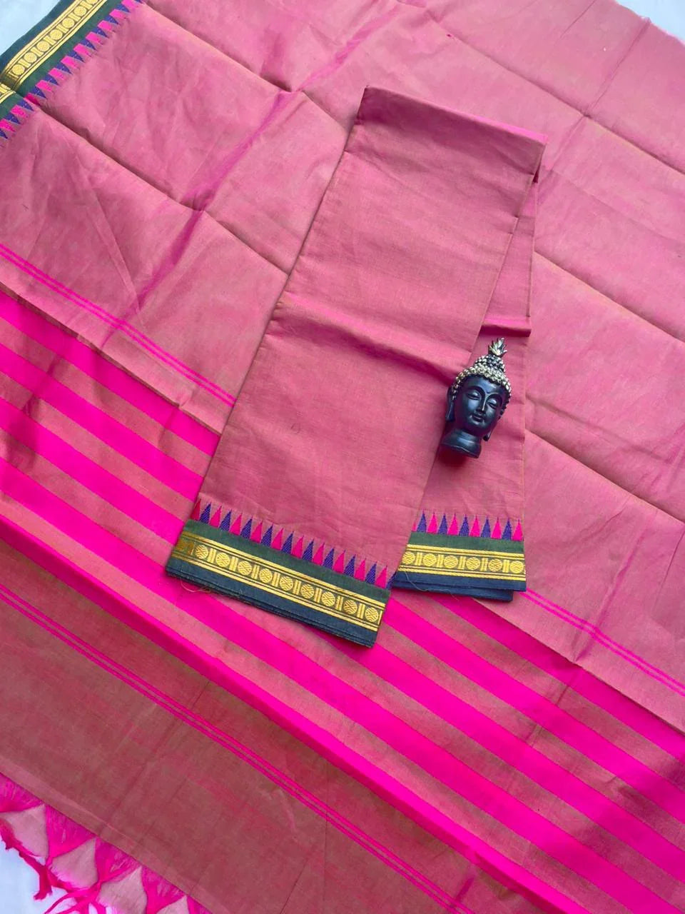 Pure Cotton Handloom Top & Dupatta Set | Baby Pink Dress Material