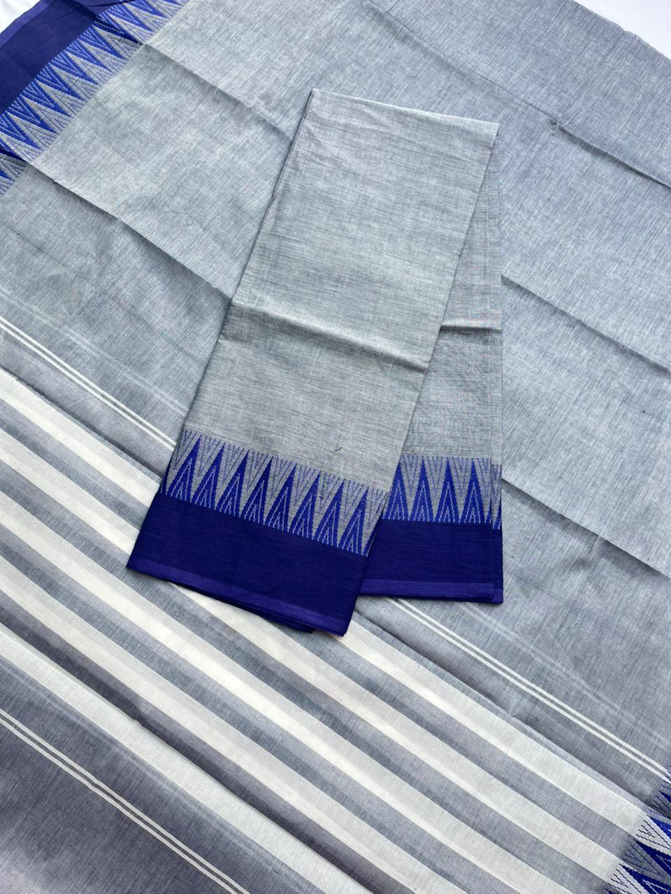 Pure Cotton Handloom Top & Dupatta Set | Gray Dress Material
