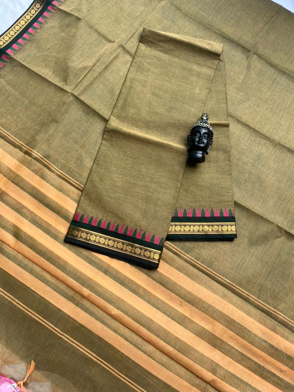 Pure Cotton Handloom Top & Dupatta Set | Brown Dress Material