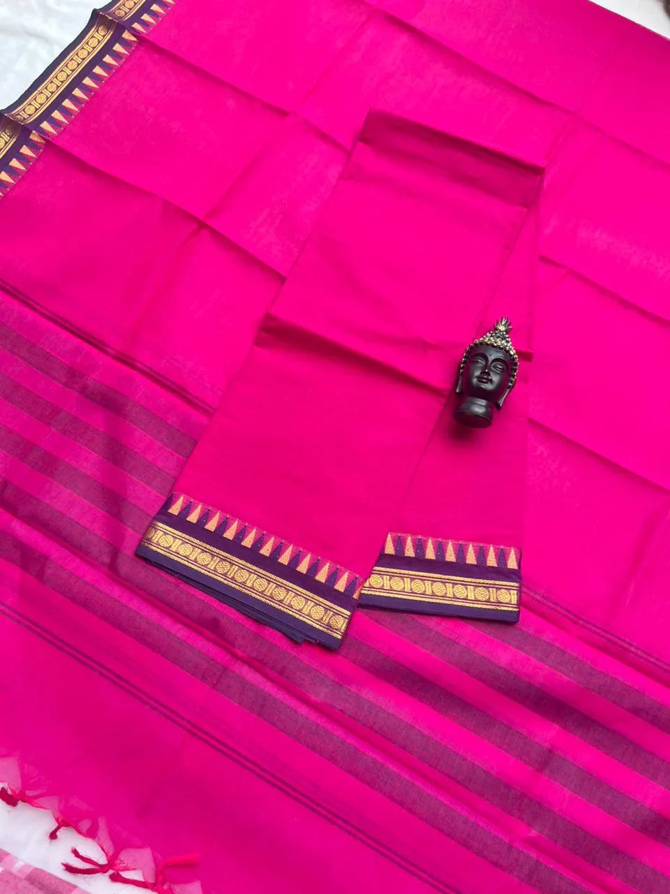 Pure Cotton Handloom Top & Dupatta Set | Pink Dress Material