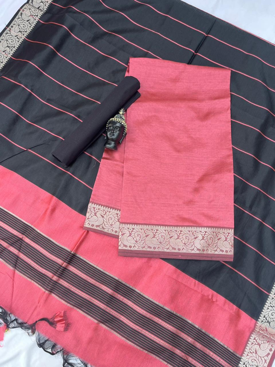Mangalagiri Semi Pattu Dress Material with Zari Border – Baby Pink Colour