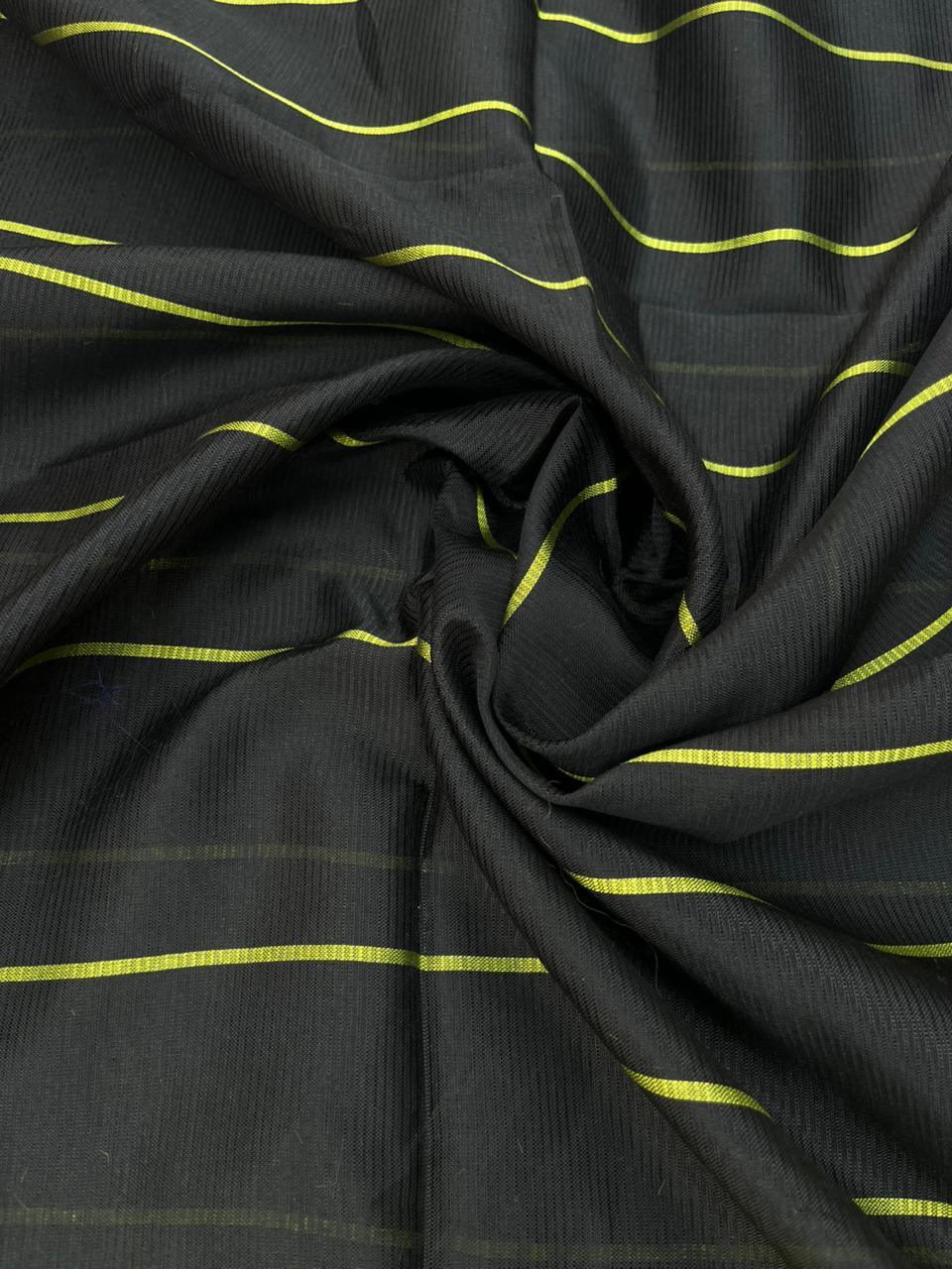Mangalagiri Semi Pattu Dress Material with Zari Border – Greenish Yellow Colour
