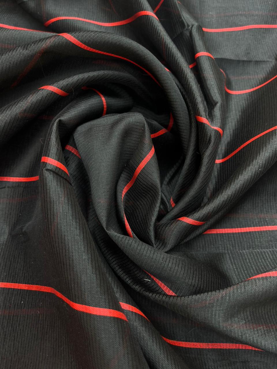 Mangalagiri Semi Pattu Dress Material with Pochampally Border – Red Colour
