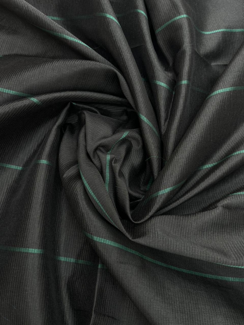 Mangalagiri Semi Pattu Dress Material with Zari Border – Dark Green Colour