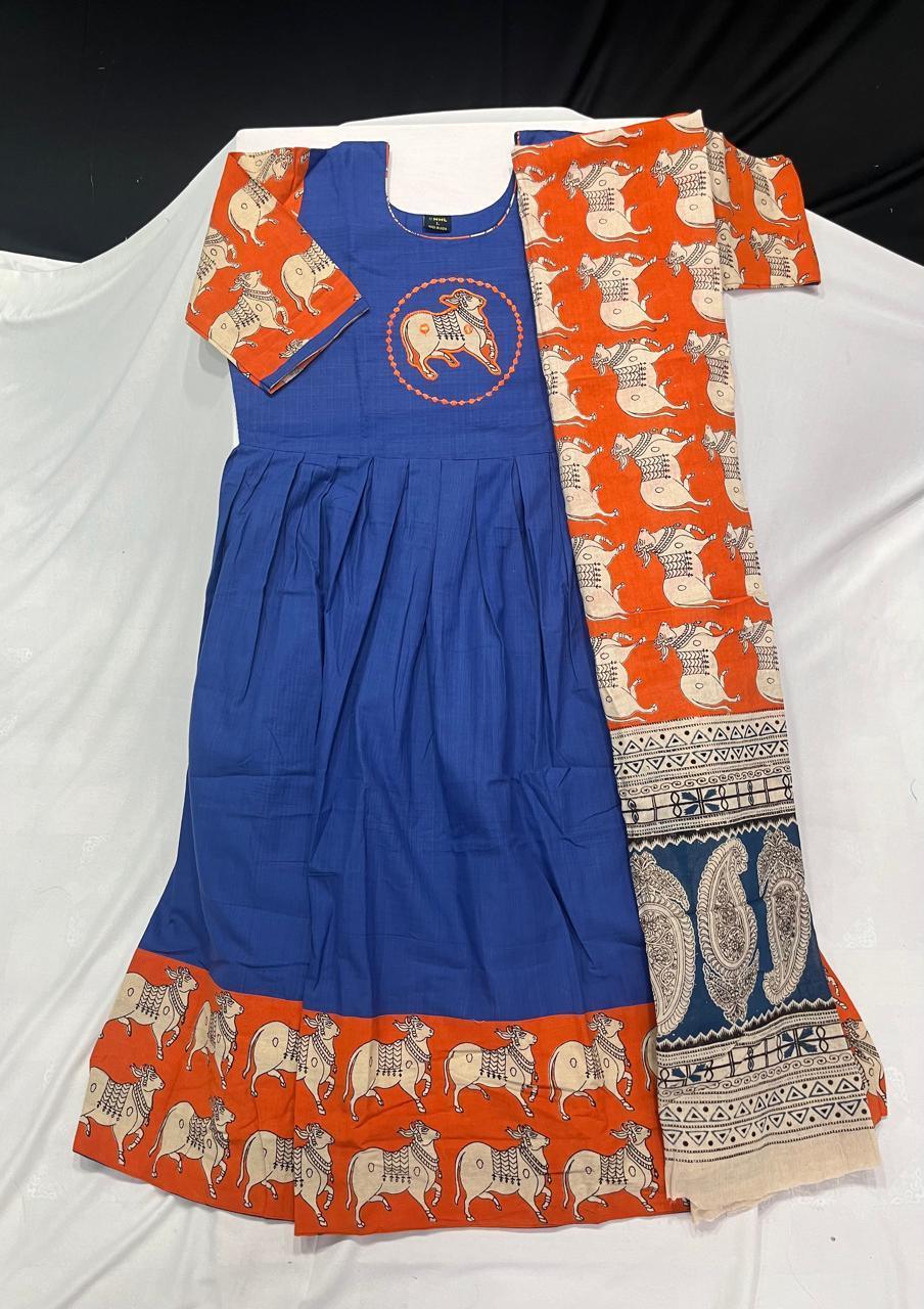 Premium 2-Piece Frock Set Blue Colour – Bhavana Originals Exclusive