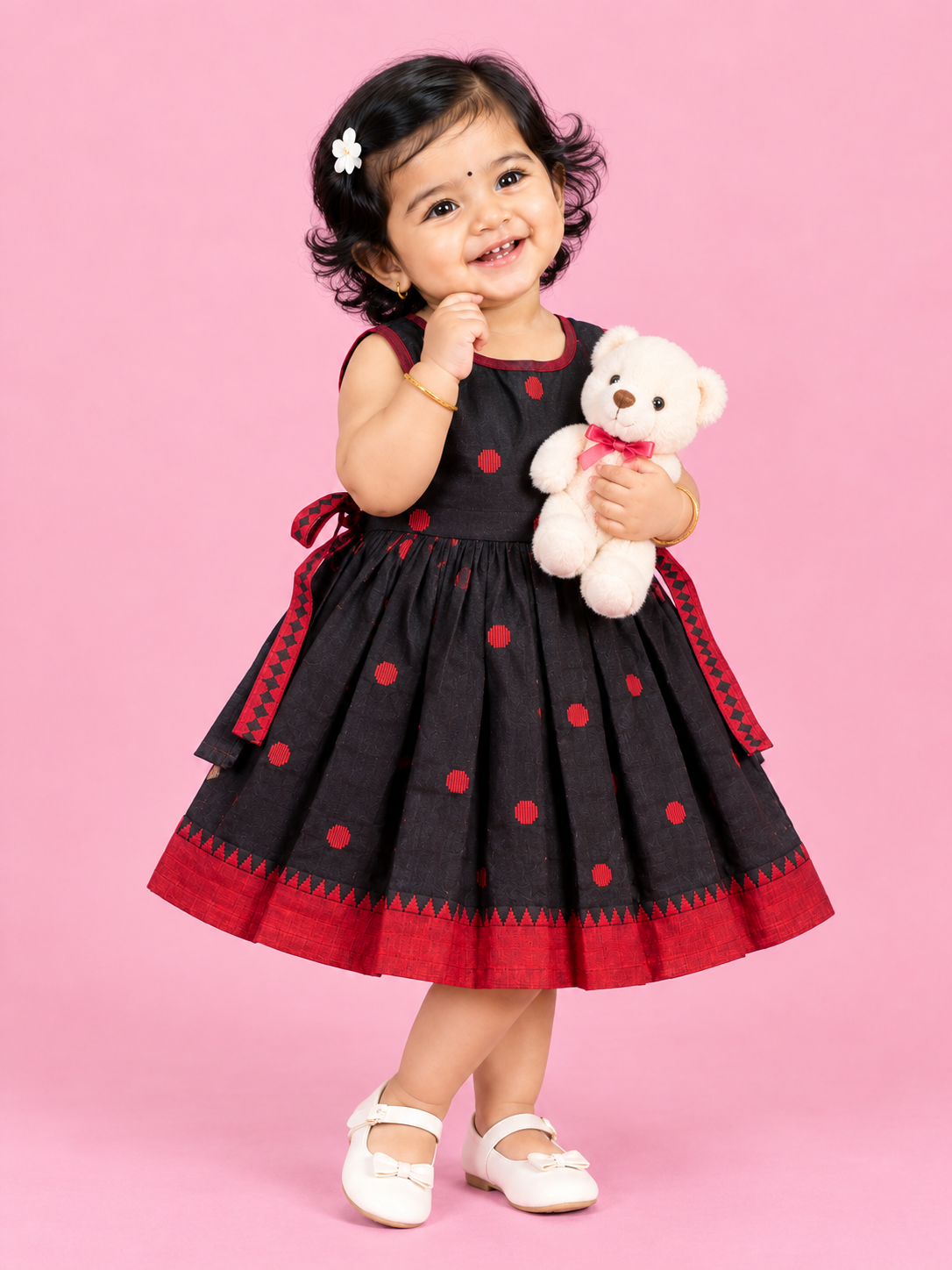 Black & Red Polka Dot Baby Frock for Girls – 1 to 3 Years – photo 1