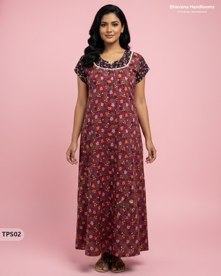 Cotton Printed Nighties | Comfortable Free Size Nightwear for Women