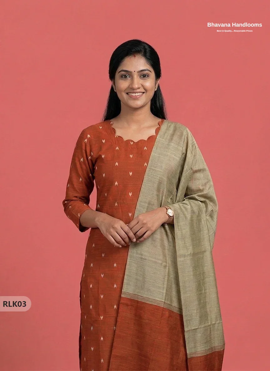 Raw Silk 2PC Set in Orange Colour | Top & Dupatta Only Ethnic Wear