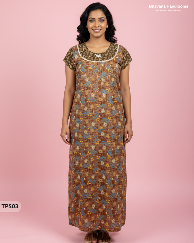 Cotton Printed Nighties | Comfortable Free Size Nightwear for Women