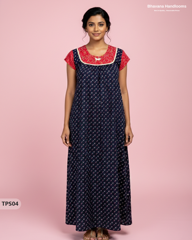 Cotton Printed Nighties | Comfortable Free Size Nightwear for Women
