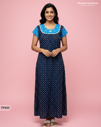 Cotton Printed Nighties | Comfortable Free Size Nightwear for Women