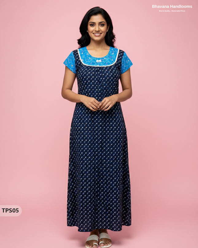 Cotton Printed Nighties | Comfortable Free Size Nightwear for Women