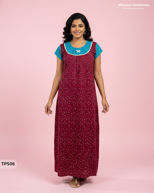 Cotton Printed Nighties | Comfortable Free Size Nightwear for Women
