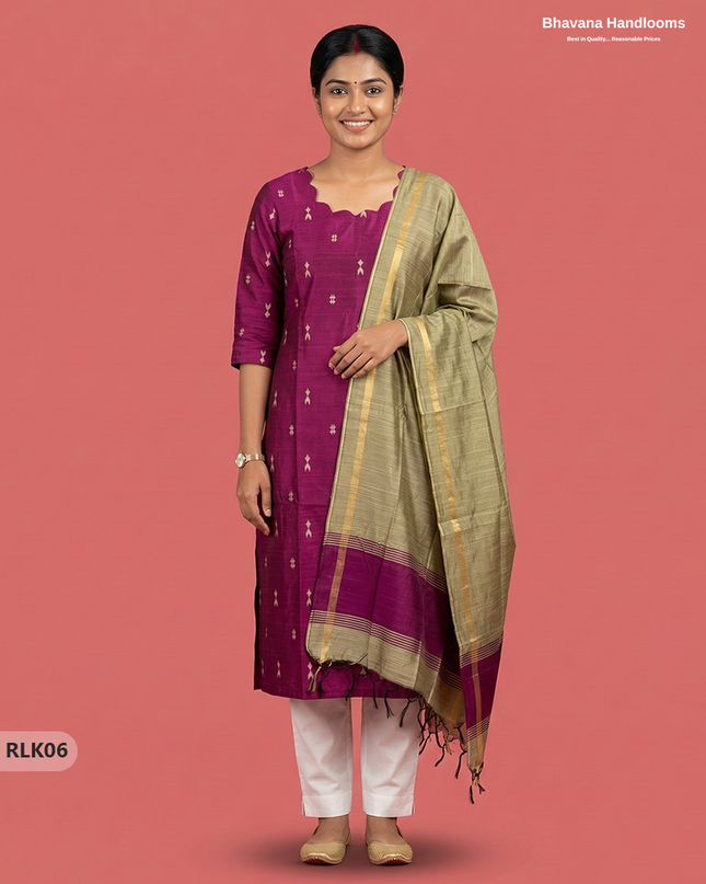 Raw Silk 2PC Set in Pink Colour | Top & Bottom Only Ethnic Wear