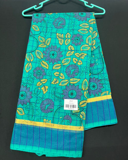 Chirala cotton saree half Green shade and printed blouse