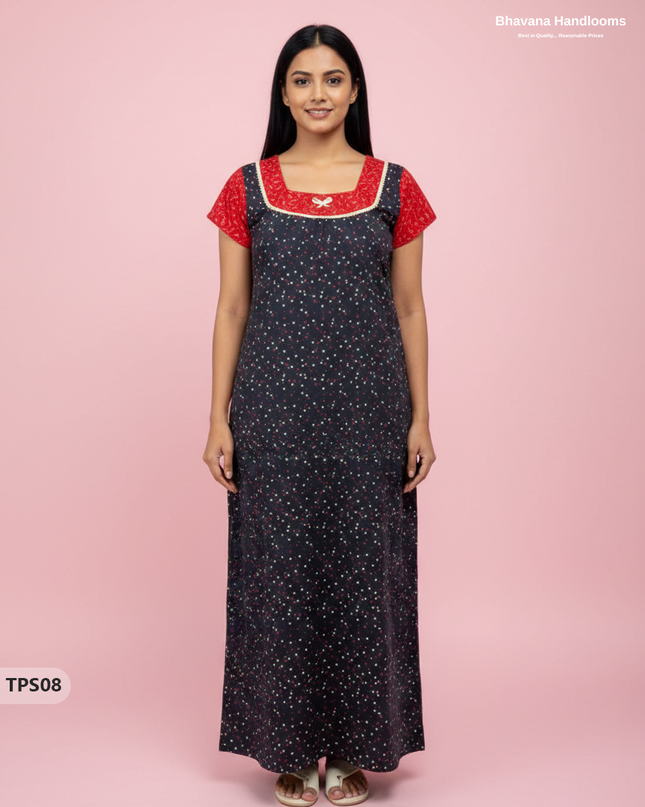 Cotton Printed Nighties | Comfortable Free Size Nightwear for Women