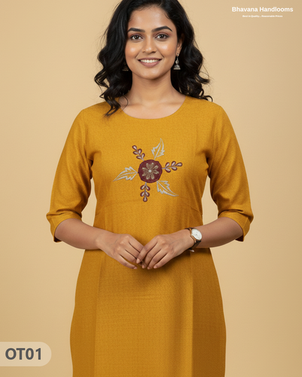 Cotton Tops with Full Length Lining Yellow Colour | Dailywear Essentials