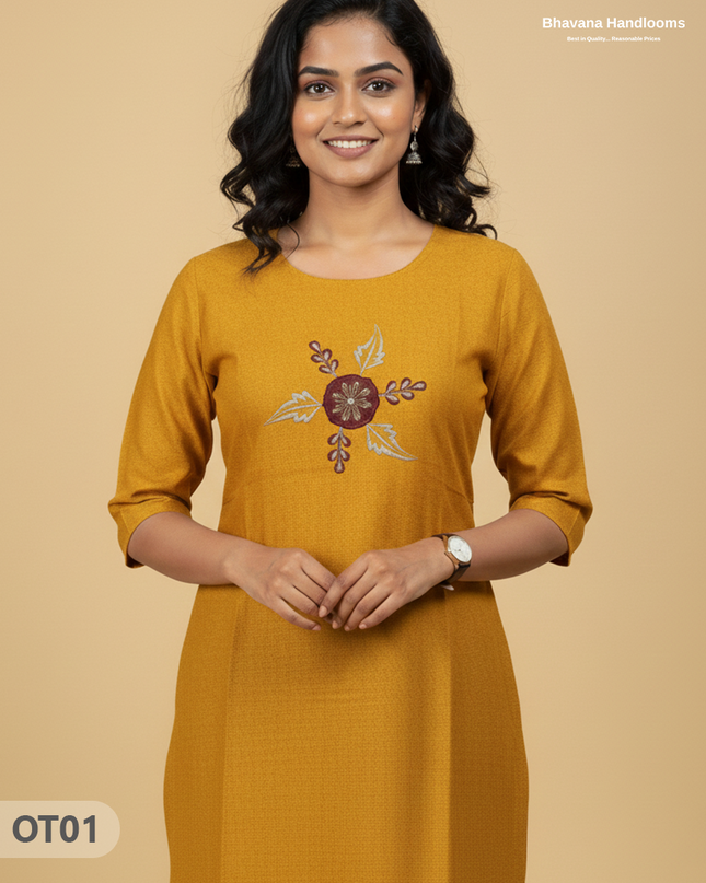 Cotton Tops with Full Length Lining Yellow Colour | Dailywear Essentials