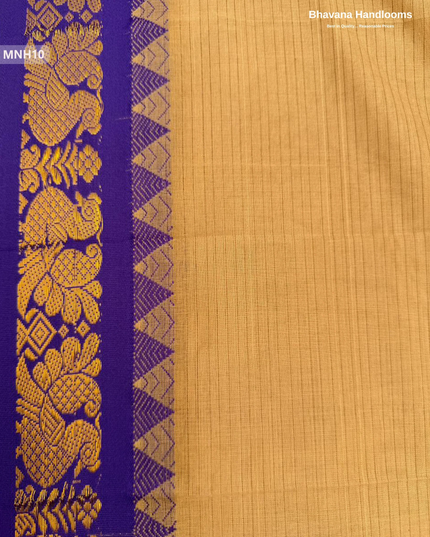 Mini Gadwal Cotton Saree in Light Brown with Small Zari Border | Without Blouse