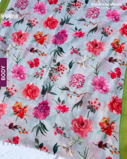 Soft Mul Cotton Light Sky Blue Digital Print Saree | Lightweight & Comfortable