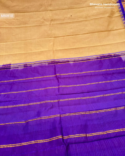 Mini Gadwal Cotton Saree in Light Brown with Small Zari Border | Without Blouse