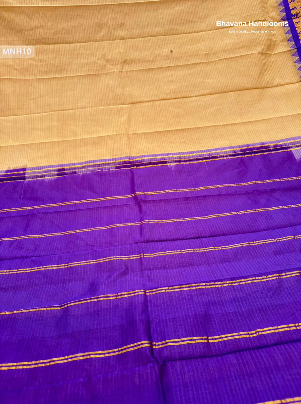 Mini Gadwal Cotton Saree in Light Brown with Small Zari Border | Without Blouse