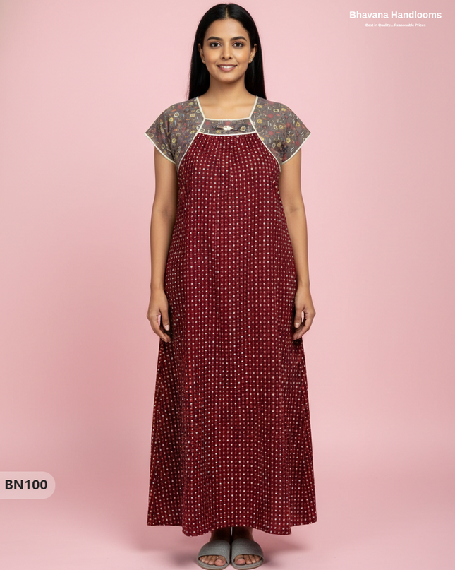 Cotton Printed Nighties | Comfortable Free Size Nightwear for Women