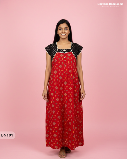 Cotton Printed Nighties | Comfortable Free Size Nightwear for Women