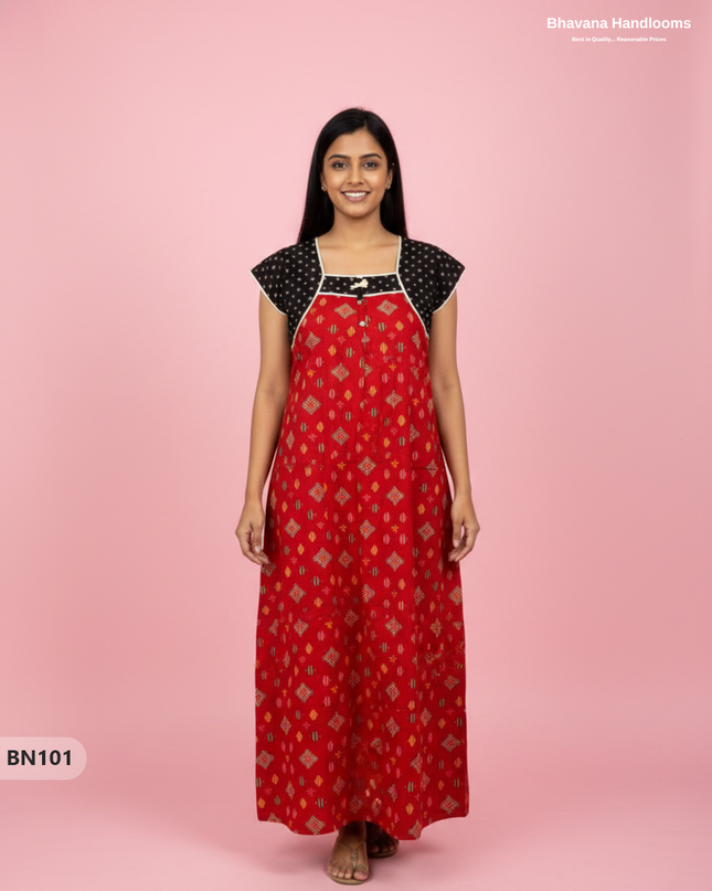 Cotton Printed Nighties | Comfortable Free Size Nightwear for Women