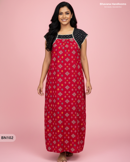 Cotton Printed Nighties | Comfortable Free Size Nightwear for Women