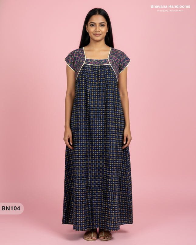 Cotton Printed Nighties | Comfortable Free Size Nightwear for Women