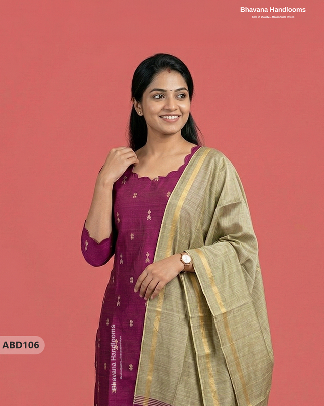 Raw Silk 3-Piece Kurti Set with Cut Work Neck Design in Pink Colour | Full-Length Lined Kurti with Gold Dupatta