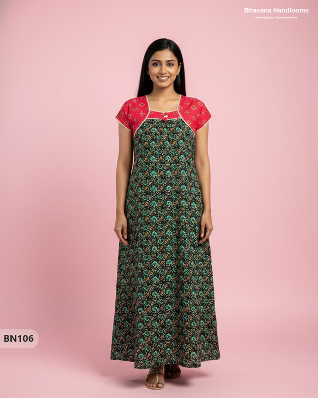 Cotton Printed Nighties | Comfortable Free Size Nightwear for Women
