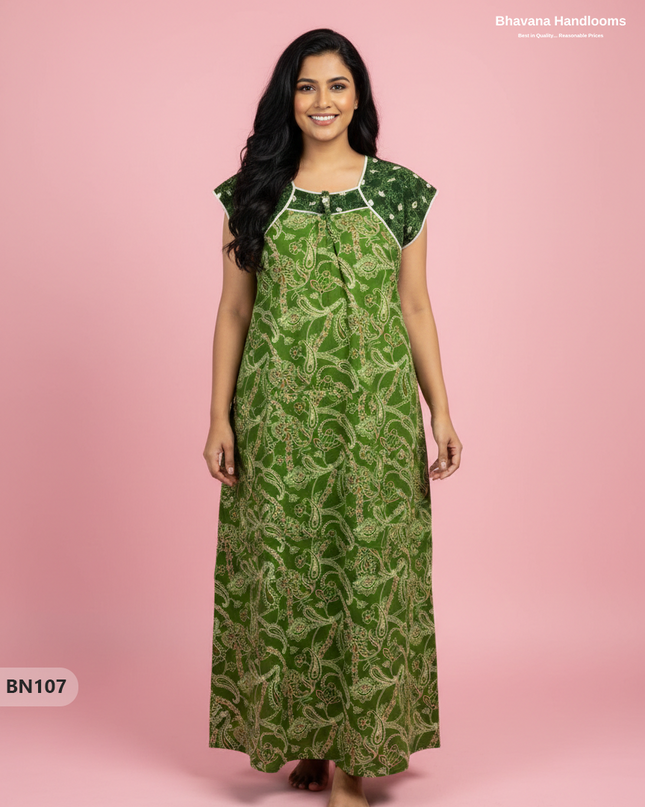 Cotton Printed Nighties | Comfortable Free Size Nightwear for Women