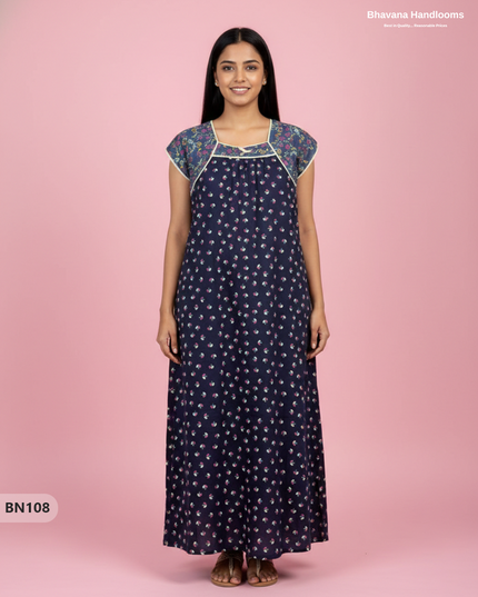 Cotton Printed Nighties | Comfortable Free Size Nightwear for Women