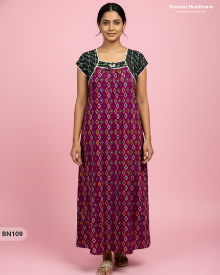 Cotton Printed Nighties | Comfortable Free Size Nightwear for Women