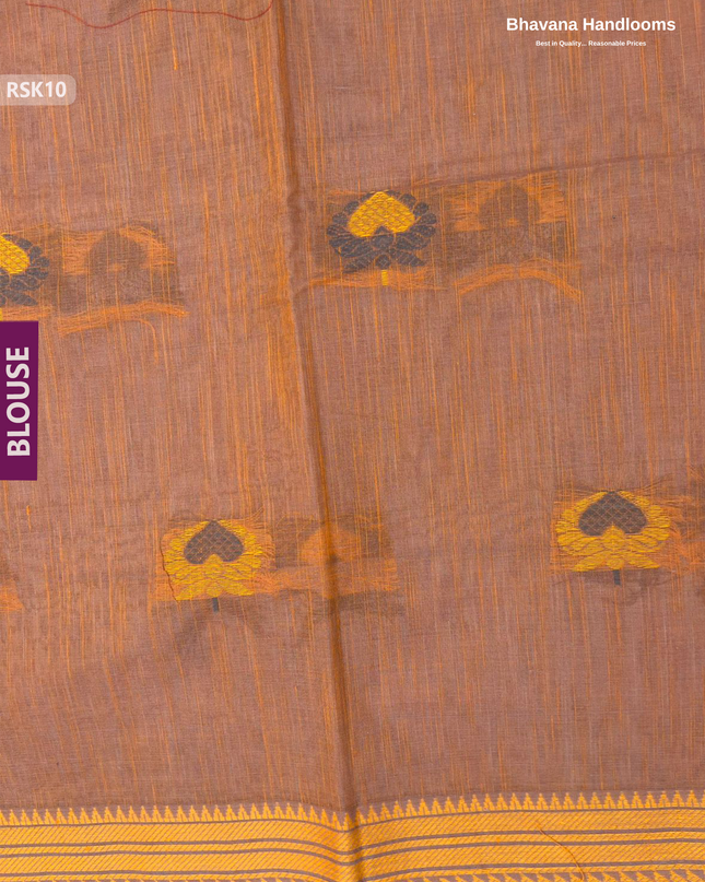 Khadi Applic Work Soft Cotton Saree in Gray with blouse | Bhavana Handlooms