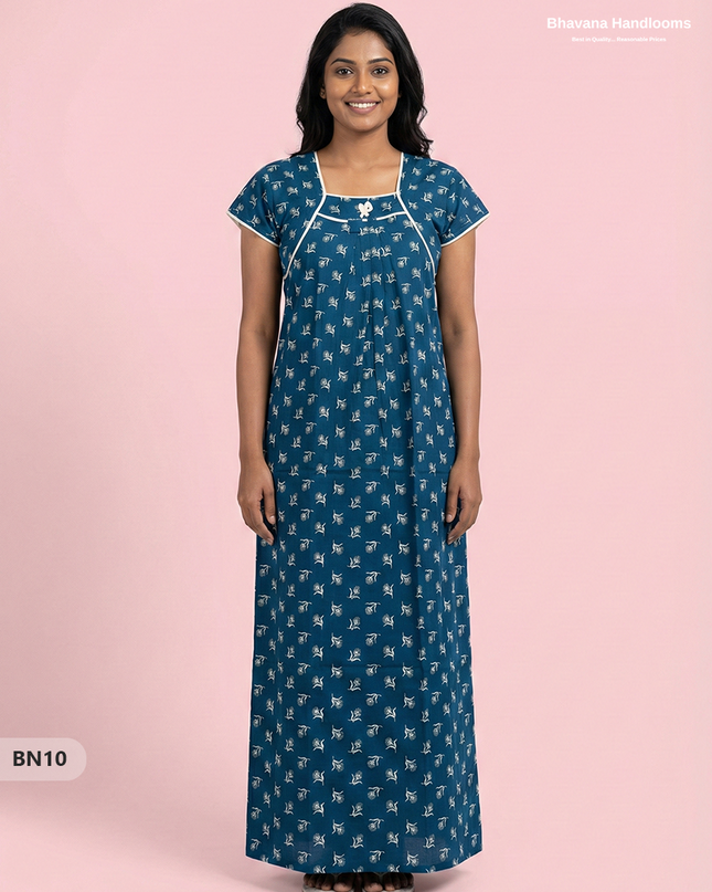 Cotton Printed Nighties | Comfortable Free Size Nightwear for Women
