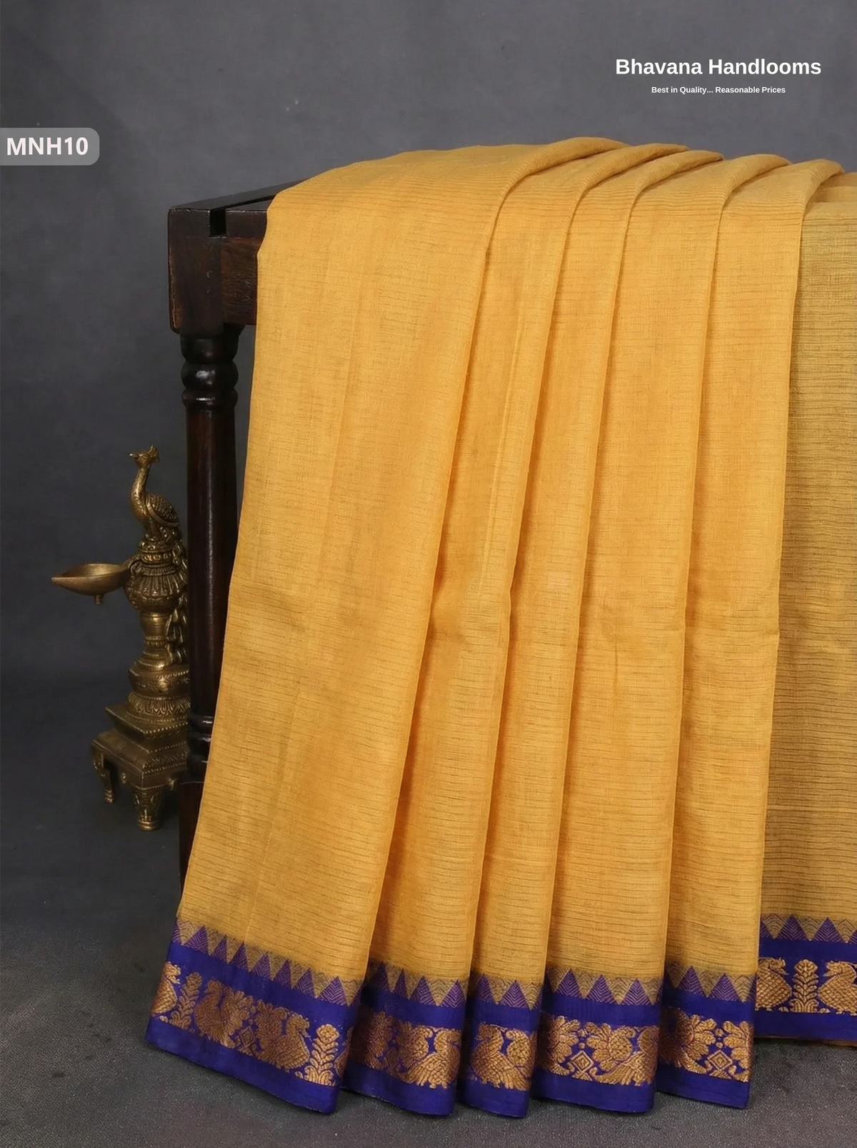 Mini Gadwal Cotton Saree in Light Brown with Small Zari Border | Without Blouse